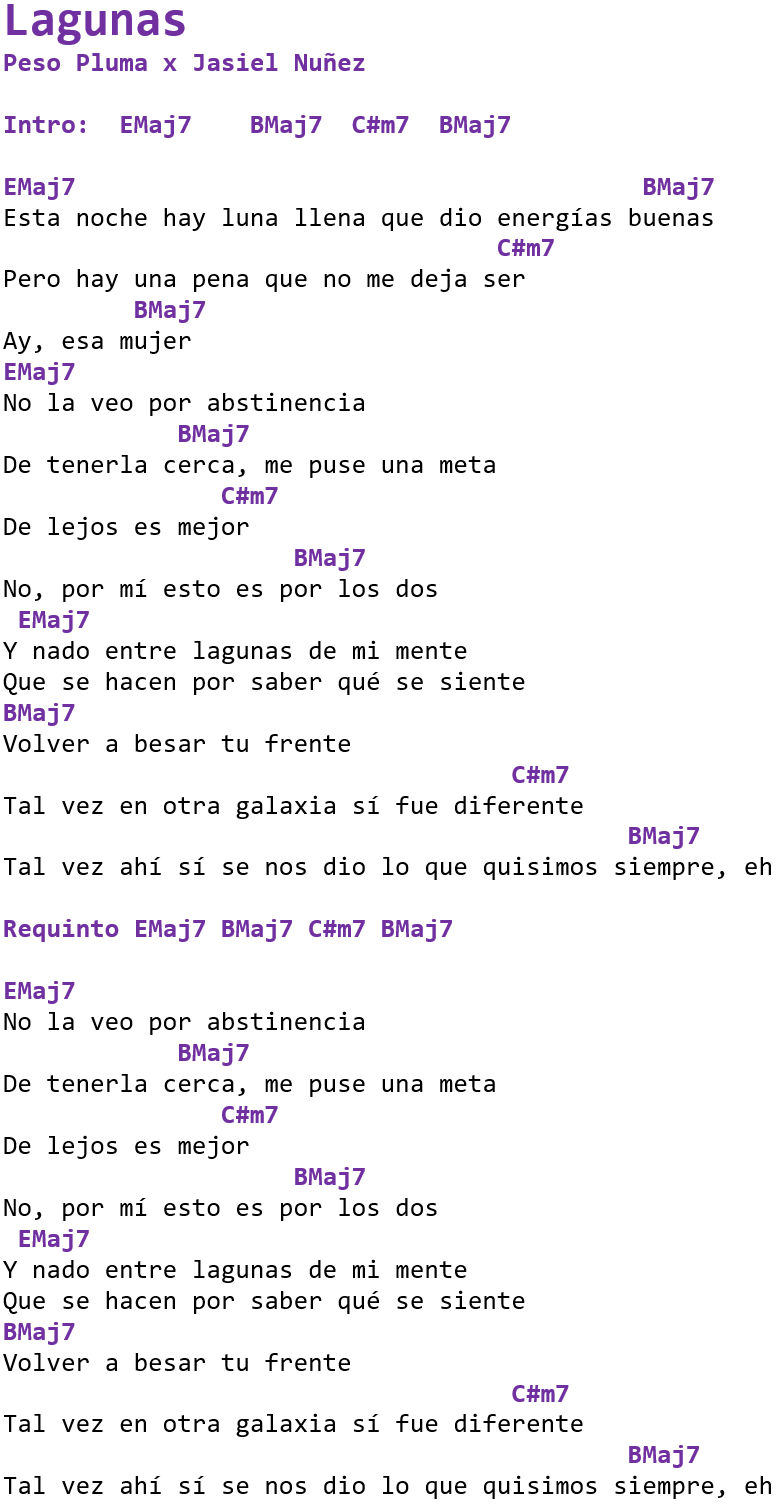 Lagunas Jasiel Nuñez, Peso Pluma Letra y Acordes en Guitarra