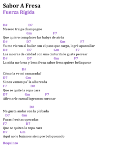 Sabor A Fresa - Fuerza Regida Letra y Acordes en Guitarra